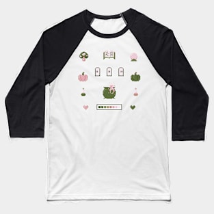 Pixel Art Witch Set Pink Baseball T-Shirt